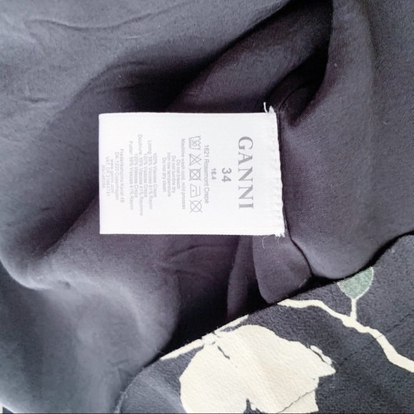 Ganni Rosemont Crepe Cocktail Dress in Black Wild Rose Print, Size 34/XS - Picture 12 of 13